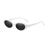 White sunglasses with black lenses on a white background