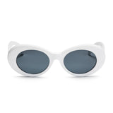 White sunglasses with dark lenses on a white background