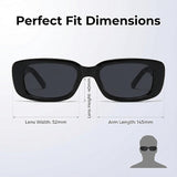 Black sunglasses with measurements on a white background