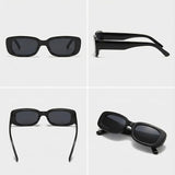 Black sunglasses shown from multiple angles on a light gray background