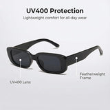 Black sunglasses with UV400 protection on a light gray background